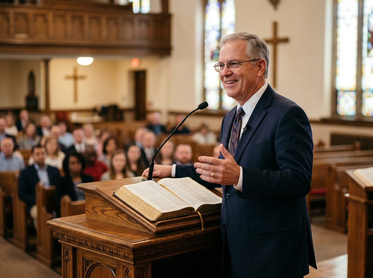 Pastor Preaching from the Pulpit